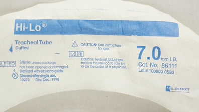 Mallinckrodt 86111 Hi-Lo Oral/Nasal Tracheal Tube Cuffed 7.0 ID